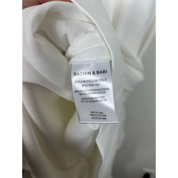 Sachin + Babi Camilla Belted Peplum Stretch Crepe Dress White Sz 16W - Picture 7 of 8